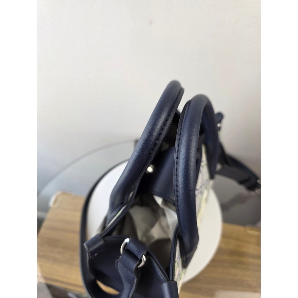 Nine West Archy Mini Satchel Navy Floral Logo Crossbody Bag  Flawed Poor - Picture 5 of 9